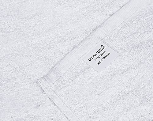 Utopia Towels Bundle Pack of 48-24 Pieces Washcloths, 24 Pieces Kitchen Flour Sack Towels- 100% Ringspun Cotton- Super Soft and Absorbent- Ideal for Kitchen, Gym, spa, Pool, Beach, Camping (White)