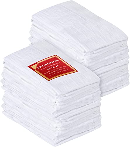 Utopia Towels Bundle Pack of 48-24 Pieces Washcloths, 24 Pieces Kitchen Flour Sack Towels- 100% Ringspun Cotton- Super Soft and Absorbent- Ideal for Kitchen, Gym, spa, Pool, Beach, Camping (White)