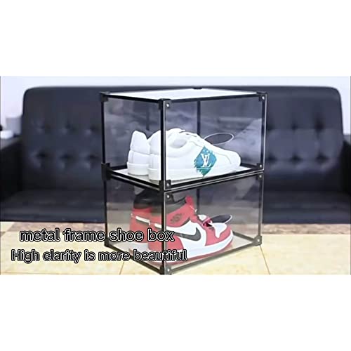 Airbin 8pcs Shoe Box, Stackable Shoe Organizer, Sturdy and Durable Clear Plastic Shoe Organizer for Closet Shoe Cabinet, Space Saving Shoe Rack Sneaker Display Case