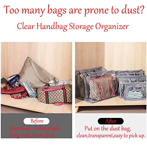 Dust Bags for Handbags - Handbag Storage Organizer Dust Bags for Moisture Proof Dust Cover with Zipper and Handle(Brown-XL)