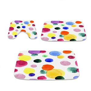 theblackspot colorful cartoon polka dot bathroom rugs bath mat sets 3 piece memory foam anti slip absorbent mats,u-shaped contour shower mat