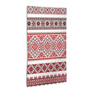 nibbuns ukrainian theme,hand towels,premium quality microfiber face cloths,traditional ukrainian borders,highly absorbent and soft feel fingertip towels,red white black,15.75x31.5in