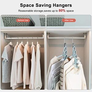 Space Saving Hangers Upgraded - 5 Pack Adjustable 6 to 9 Holes Magic Clothing Hangers, Sturdy Metal Closet Organizers and Storage Hangers Space Saving for Heavy Clothes, College Dorm Room Essentials