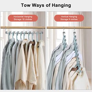 Space Saving Hangers Upgraded - 5 Pack Adjustable 6 to 9 Holes Magic Clothing Hangers, Sturdy Metal Closet Organizers and Storage Hangers Space Saving for Heavy Clothes, College Dorm Room Essentials