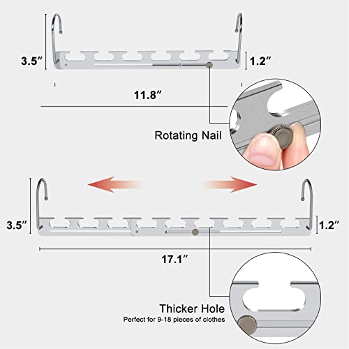 Space Saving Hangers Upgraded - 5 Pack Adjustable 6 to 9 Holes Magic Clothing Hangers, Sturdy Metal Closet Organizers and Storage Hangers Space Saving for Heavy Clothes, College Dorm Room Essentials