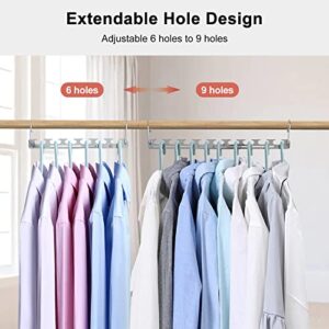 Space Saving Hangers Upgraded - 5 Pack Adjustable 6 to 9 Holes Magic Clothing Hangers, Sturdy Metal Closet Organizers and Storage Hangers Space Saving for Heavy Clothes, College Dorm Room Essentials