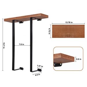 ABQ Towel Racks for Bathroom Wall Mounted, Metal Towel Holder with Wooden Shelf, Wall Towel Rack for Rolled Bath Towels, Hand Towels, Washcloths in Small Bathroom RV Storage, Black