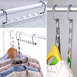 RWeLit Pack of 6 Magic Clothes Hangers Space Saving Hangers for Heavy Clothes Smart Closet Saver – Stainless Steel - Cascading Hangers Wardrobe Organizer Clothing Hanger Organizer Closet Space Saver