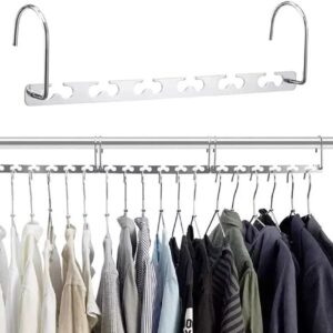 RWeLit Pack of 6 Magic Clothes Hangers Space Saving Hangers for Heavy Clothes Smart Closet Saver – Stainless Steel - Cascading Hangers Wardrobe Organizer Clothing Hanger Organizer Closet Space Saver