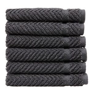 linum home textiles herringbone 100% turkish cotton washcloths (set of 6)