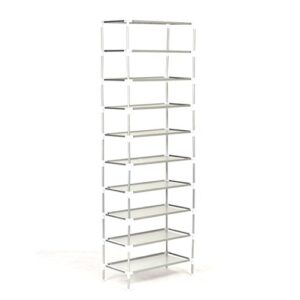 kemanner 10-tier shoe rack, non-woven fabric free-standing shoe tower organizer cabinet - holds 50 pairs of shoes - 22.2” x 10.9” x 65.1” - grey