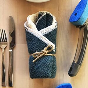 Made in The USA 100% Cotton Dish Towels American Cotton - Great for Kitchen Cooking and Household Cleaning, Set of 12, 11" x 11" Inches (6 Blue and 6 Natural)