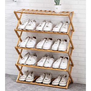 goasis lawn gl bamboo 5-tier shoe shelf foldable bamboo shoe rack multifunctional free standing shoe shelf storage organizer