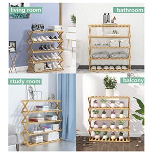 Goasis Lawn GL Bamboo 5-Tier Shoe Shelf Foldable Bamboo Shoe Rack Multifunctional Free Standing Shoe Shelf Storage Organizer