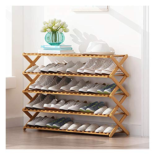 Goasis Lawn GL Bamboo 5-Tier Shoe Shelf Foldable Bamboo Shoe Rack Multifunctional Free Standing Shoe Shelf Storage Organizer