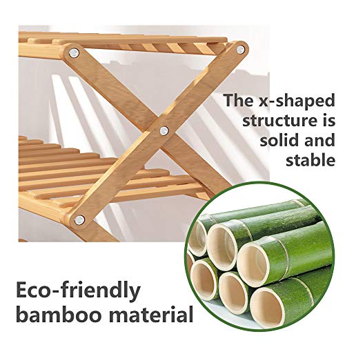 Goasis Lawn GL Bamboo 5-Tier Shoe Shelf Foldable Bamboo Shoe Rack Multifunctional Free Standing Shoe Shelf Storage Organizer