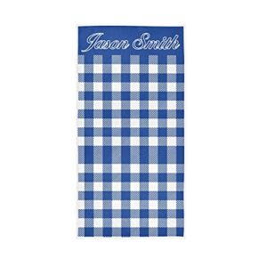 emelivor blue buffalo plaid check absorbent custom hand towels with your name for bathroom personalized fingertip towel guest towel for gym multipurpose for kitchen gift