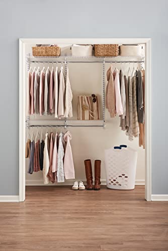 Rubbermaid Configurations Classic Closet Kit, White, 3-6 Ft., Wire Shelving Kit with Expandable Shelving and Telescoping Rods, Custom Closet Organization System, Easy Installation