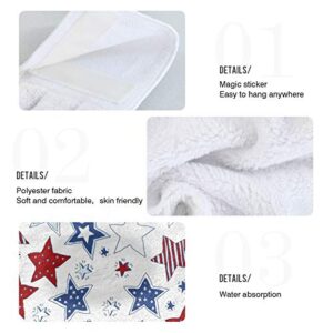 Independence Memorial Day Kitchen Hanging Towel Flag Patriotic 4Th of July Hand Bath Tie Towels Set 2 Pcs Tea Bar Dish Cloths Dry Towel 12 x 17 Inch Soft Absorbent Durable for Bathroom Decor