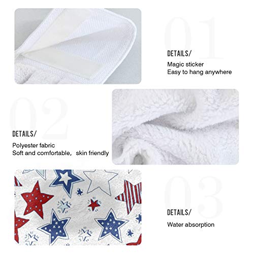 Independence Memorial Day Kitchen Hanging Towel Flag Patriotic 4Th of July Hand Bath Tie Towels Set 2 Pcs Tea Bar Dish Cloths Dry Towel 12 x 17 Inch Soft Absorbent Durable for Bathroom Decor