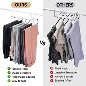 DOCEPERT Pants Hangers Space Saving -Upgrade 6 Layers Pants Hangers for Closet Organizer -Jean Hangers Skirt Hangers Scarf Hanger Leggings Hanger Closet Space Saving Hangers(2 Pack) (White)