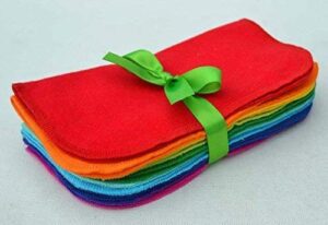 2 ply solid flannel 8x8 inches set of 10 rainbow edging