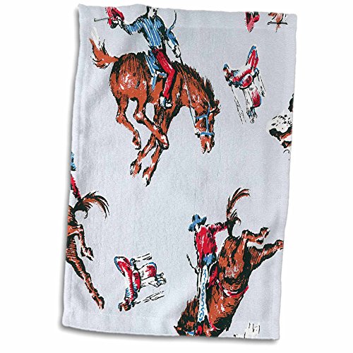 3D Rose Retro Rodeo Cowboys TWL_38433_1 Towel, 15" x 22"