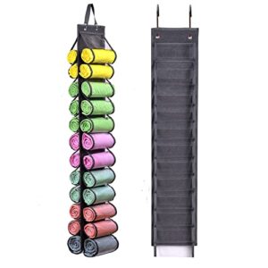 legging storage bag storage hanger can holds 24 leggings or shirts jeans compartment storage hanger, foldable leggings organizer clothes portable closets roll holder (grey-2)