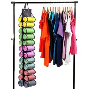 Legging Storage Bag Storage Hanger Can Holds 24 Leggings or Shirts Jeans Compartment Storage Hanger, Foldable Leggings Organizer Clothes Portable Closets Roll Holder (Grey-2)