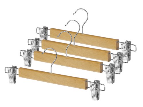 Whitmor Grade A Wood Clip Skirt Hanger (Set of 4) Brown