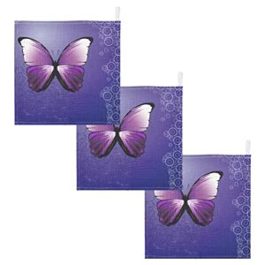 Wudan Butterfly Royal Purple Fingertip Towel 5pcs Hand Bath Towel Absorbent Soft Cotton Cloth for Newborn Drooling Feeding Nursery Kitchen Deco