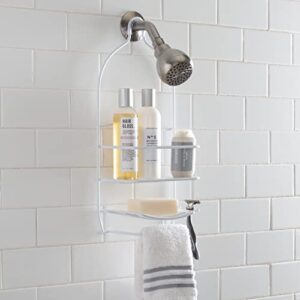 Bath Bliss Curve Design Shower Caddy | Over the Shower Head | Rust Proof | Bathroom Organization | Bath Organizer | 2 Tier | White