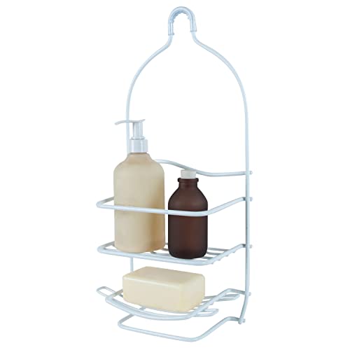 Bath Bliss Curve Design Shower Caddy | Over the Shower Head | Rust Proof | Bathroom Organization | Bath Organizer | 2 Tier | White