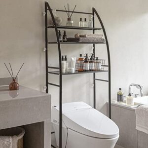 fit right 3-shelf bathroom organizer over the toilet storage, bathroom shelf over toilet, 27”l x 10”w x 66”h (black)