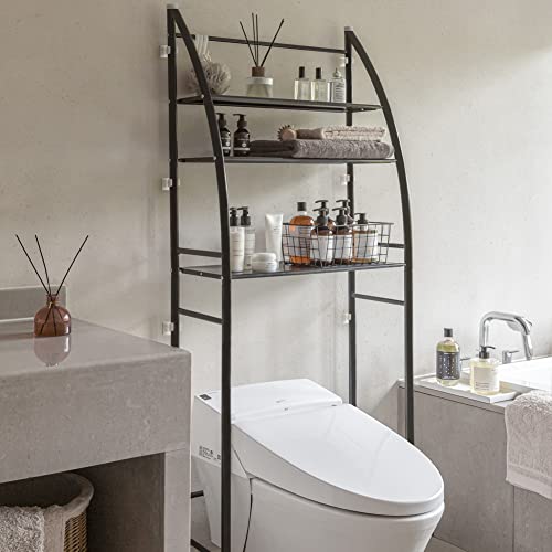 Fit Right 3-Shelf Bathroom Organizer Over The Toilet Storage, Bathroom Shelf Over Toilet, 27”L x 10”W x 66”H (Black)