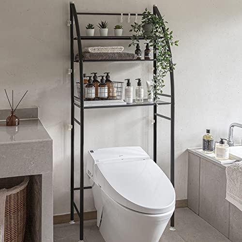 Fit Right 3-Shelf Bathroom Organizer Over The Toilet Storage, Bathroom Shelf Over Toilet, 27”L x 10”W x 66”H (Black)