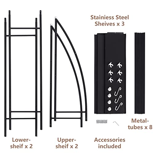 Fit Right 3-Shelf Bathroom Organizer Over The Toilet Storage, Bathroom Shelf Over Toilet, 27”L x 10”W x 66”H (Black)