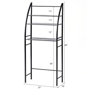 Fit Right 3-Shelf Bathroom Organizer Over The Toilet Storage, Bathroom Shelf Over Toilet, 27”L x 10”W x 66”H (Black)