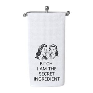 wcgxko funny humor kitchen towel bitch i am the secret ingredient housewarming gift for women (bitch towel)