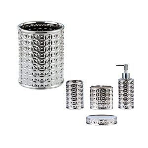 basdhe bathroom accessories set-5 piece ceramic gift set toothbrush holder,toothbrush cup,soap dispenser,soap dish,trash can, set bathroom (grey)