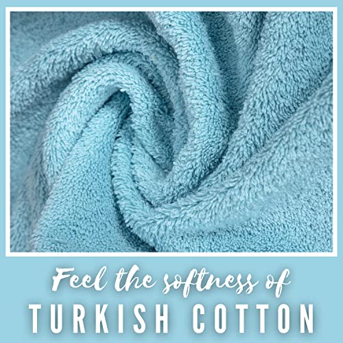 LA HAMMAM - 6 Pack 16” × 28” Turkish Cotton Hand Towels for Bathroom, Face, Hotel, Gym, & Spa | Extra Soft Feel Fingertip, Quick Dry and Highly Absorbent Luxury Premium Quality Towel Set - Aqua
