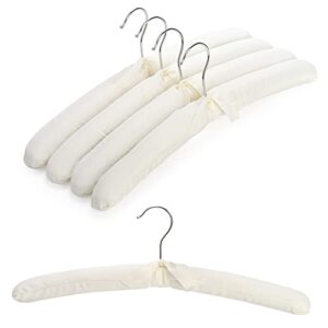 Tosnail 12 Pack Fabric Padded Hangers, Foam Padded Clothing Hangers, Wedding Dress Hangers for Coat, Blouse, Sweaters, Bride Dress, Clothes - White