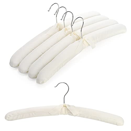 Tosnail 12 Pack Fabric Padded Hangers, Foam Padded Clothing Hangers, Wedding Dress Hangers for Coat, Blouse, Sweaters, Bride Dress, Clothes - White