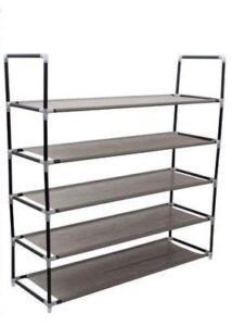 4sgm 5 tiers shoe rack space saving shoe tower shelf storage organizer stand cabinet bench stackable - holds 20-25 pair of shoes easy to assemble - no tools required