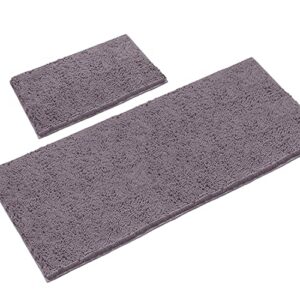 luxurux bathroom rugs 2 piece set–extra-soft plush bath mat shower bathroom rugs,1'' chenille microfiber material, super absorbent (x-large set, mauve)