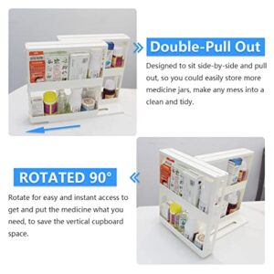 Dutiplus Medicine Cabinet Organizer 2-Tier Pull-and-Rotate Shelf Storage Rack Organizer for Holding Vitamins, Supplements Cosmetics 11" H x 4.1" W x 11.25" L