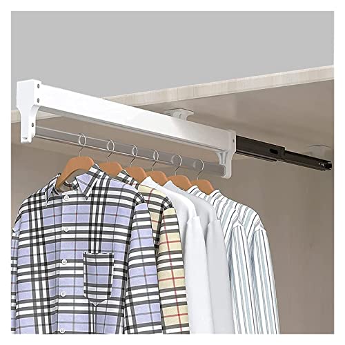 Pull Out Wardrobe Rod Adjustable 30-60cm Wardrobe Rail Hanger, Household Pants Bar Aluminum Clothes Rail Slide Rail, Bearing 25kg (Size : 500mm/19.7inch)