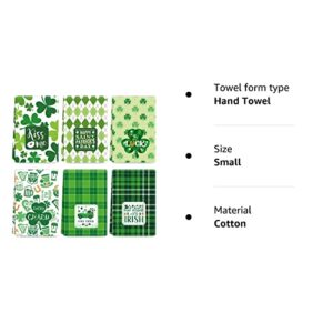 6 Pcs St. Patrick's Day Kitchen Towels Irish Shamrock Hand Towels Bath Towels Buffalo Plaid Dish Towels Bathroom Towel Decorative Bathroom Towel for Kitchen Home Supplies 8 x 28 Inches