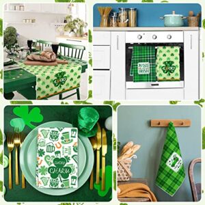 6 Pcs St. Patrick's Day Kitchen Towels Irish Shamrock Hand Towels Bath Towels Buffalo Plaid Dish Towels Bathroom Towel Decorative Bathroom Towel for Kitchen Home Supplies 8 x 28 Inches