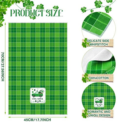 6 Pcs St. Patrick's Day Kitchen Towels Irish Shamrock Hand Towels Bath Towels Buffalo Plaid Dish Towels Bathroom Towel Decorative Bathroom Towel for Kitchen Home Supplies 8 x 28 Inches